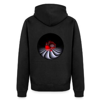 Design mit Fisheye-Kamera - Unisex Premium Bio Zip Hoodie - Schwarz - Hinten - Nico (187cm)