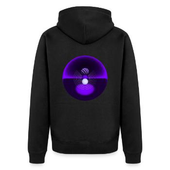 geometrisches Design - Unisex Premium Bio Zip Hoodie - Schwarz - Hinten - Nico (187cm)