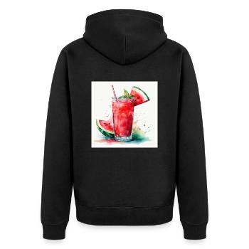 Fresh Watermelon Juice Illustration - Unisex Premium Organic Zip Hoodie - black - Back - Nico (187cm)