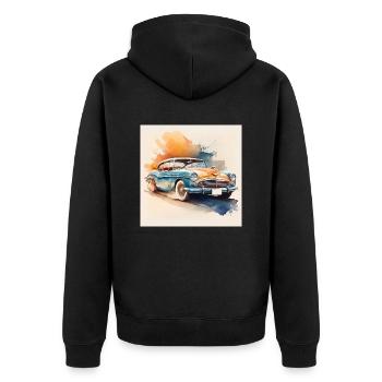Vintage Classic Car Illustration - Unisex Premium Organic Zip Hoodie - black - Back - Nico (187cm)