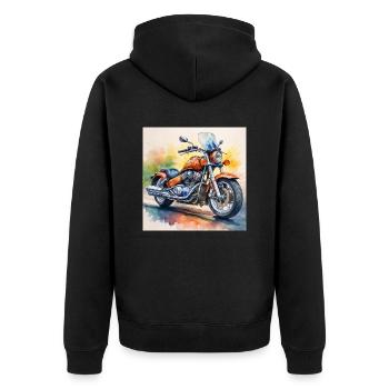Bold Retro Motorcycle Design - Unisex Premium Organic Zip Hoodie - black - Back - Nico (187cm)