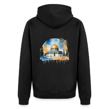 Iconic Dome of the Rock Illustration - Unisex Premium Organic Zip Hoodie - black - Back - Nico (187cm)