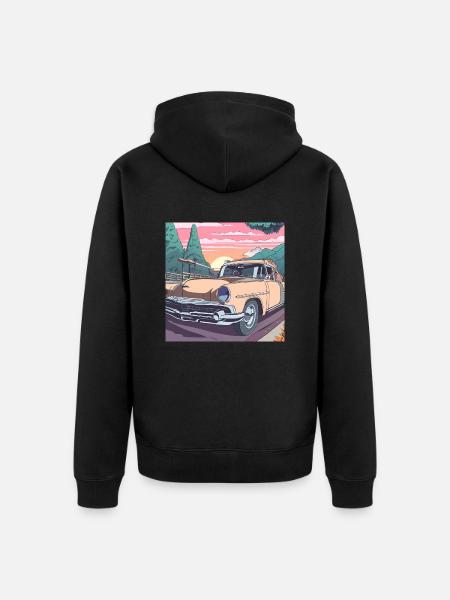 Oldtimer-Roadtrip - Unisex Premium Bio Zip Hoodie - Schwarz