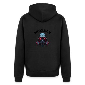 Gasmaske - Unisex Premium Bio Zip Hoodie - Schwarz - Hinten - Nico (187cm)