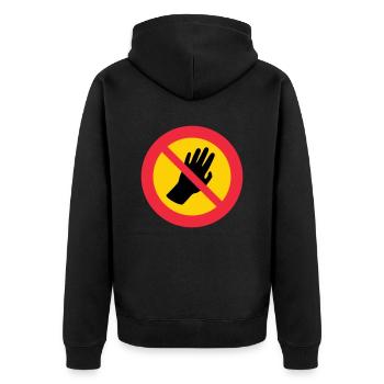 Bitte fass mich nicht an - Autismus - Asperger - Unisex Premium Bio Zip Hoodie - Schwarz - Hinten - Nico (187cm)
