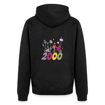 Année de naissance 2000 fleurs sauvages - Veste à capuche bio Premium Unisexe - noir - Dos - Nico (187cm)