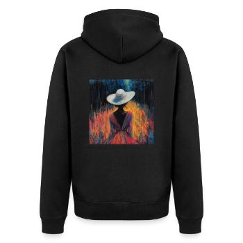 Die Frau und der Wald - Unisex Premium Bio Zip Hoodie - Schwarz - Hinten - Nico (187cm)
