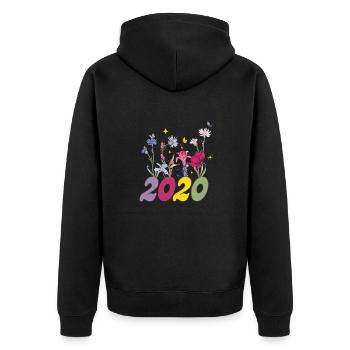 Année de naissance 2020 fleurs sauvages - Veste à capuche bio Premium Unisexe - noir - Dos - Nico (187cm)