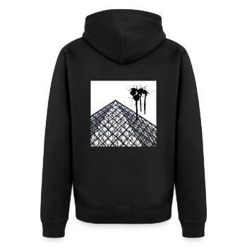 Geometric Paris Pyramid - Modern Abstract Design - Unisex Premium Organic Zip Hoodie - black - Back - Nico (187cm)