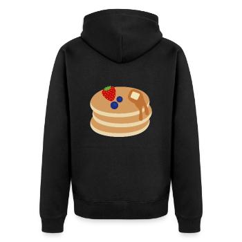 Pile de crêpes aux baies, beurre et sirop d’érable - Veste à capuche bio Premium Unisexe - noir - Dos - Nico (187cm)