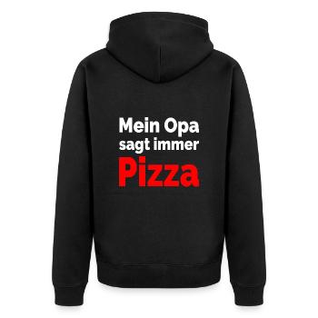 Pizza - Unisex Premium Bio Zip Hoodie - Schwarz - Hinten - Nico (187cm)