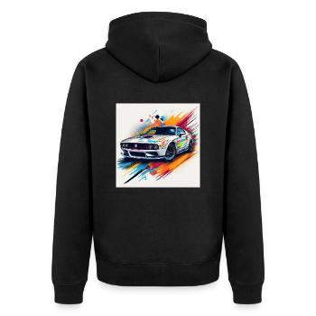 Vibrant Classic Car Design T-Shirt - Unisex Premium Organic Zip Hoodie - black - Back - Nico (187cm)