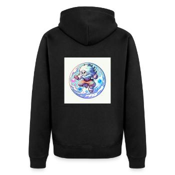 Wukong der König der Affen - Unisex Premium Bio Zip Hoodie - Schwarz - Hinten - Nico (187cm)