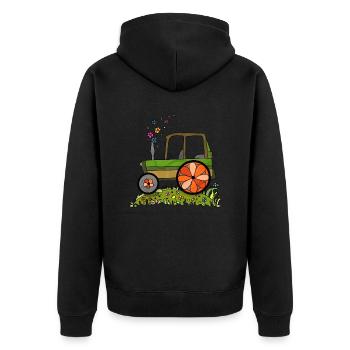 Traktor - Unisex Premium Bio Zip Hoodie - Schwarz - Hinten - Nico (187cm)