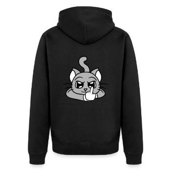 Méchant chat montre un doigt d’honneur Insulte Main Fun - Veste à capuche bio Premium Unisexe - noir - Dos - Nico (187cm)