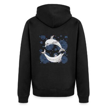 Delphine - Unisex Premium Bio Zip Hoodie - Schwarz - Hinten - Nico (187cm)