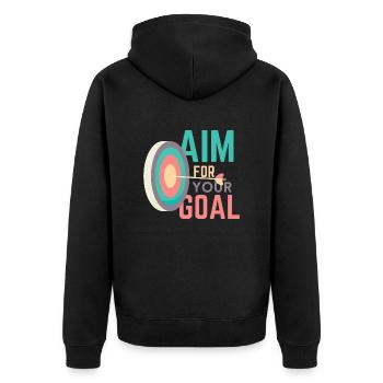 Aim for your Goal - Unisex Premium Organic Zip Hoodie - black - Back - Nico (187cm)