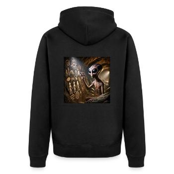 Prehistoric alien - Unisex Premium Organic Zip Hoodie - black - Back - Nico (187cm)