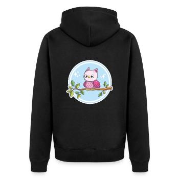 Cute owl on a branch - Unisex Premium Organic Zip Hoodie - black - Back - Nico (187cm)