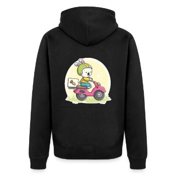 Niedlicher Hase auf einem Roller - Unisex Premium Bio Zip Hoodie - Schwarz - Hinten - Nico (187cm)