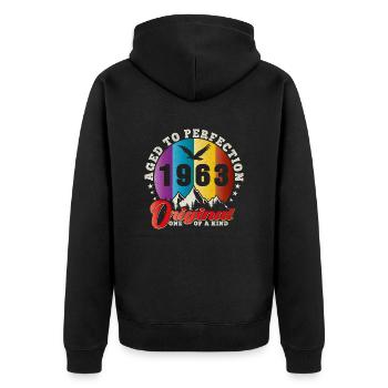 Perfection 1963 -61st Anniversary,Original - Unisex Premium Organic Zip Hoodie - black - Back - Nico (187cm)
