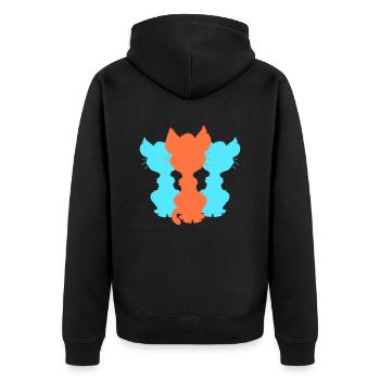 3 Sitzende Katzen Drei Bunte Freunde Silhouetten - Unisex Premium Bio Zip Hoodie - Schwarz - Hinten - Nico (187cm)