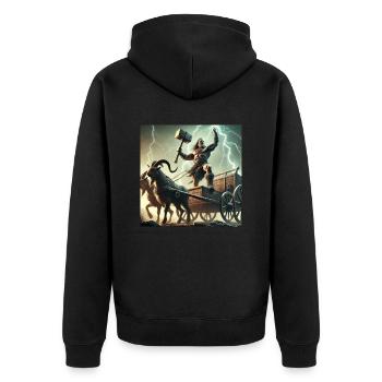 Thor, Wikinger und germanischer Gott - Unisex Premium Bio Zip Hoodie - Schwarz - Hinten - Nico (187cm)