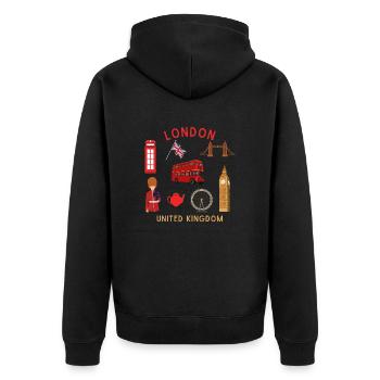 London Landmarks Travel-Themed - Unisex Premium Organic Zip Hoodie - black - Back - Nico (187cm)