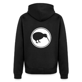 Kiwi - Neuseeland - New Zealand - Maori - Aotearoa - Unisex Premium Bio Zip Hoodie - Schwarz - Hinten - Nico (187cm)