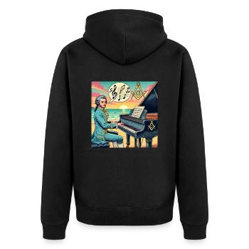 Mozart was a Freemason - Unisex Premium Organic Zip Hoodie - black - Back - Nico (187cm)