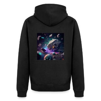 Weltraumschrott - Unisex Premium Bio Zip Hoodie - Schwarz - Hinten - Nico (187cm)