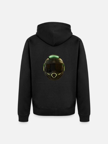Sleek Futuristic Helmet - Unisex Premium Organic Zip Hoodie - black