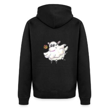Wolly Sheepling Halloween Ghost - Unisex Premium Organic Zip Hoodie - black - Back - Nico (187cm)