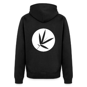 bamboo leaf - Unisex Premium Organic Zip Hoodie - black - Back - Nico (187cm)