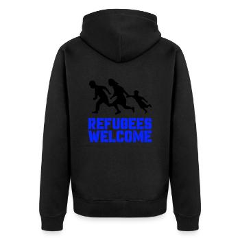 Bienvenue aux réfugiés - Veste à capuche bio Premium Unisexe - noir - Dos - Nico (187cm)
