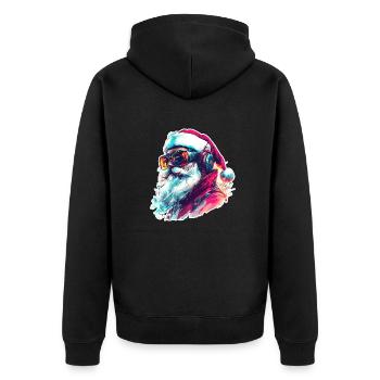 DJ Santa - Unisex Premium Bio Zip Hoodie - Schwarz - Hinten - Nico (187cm)