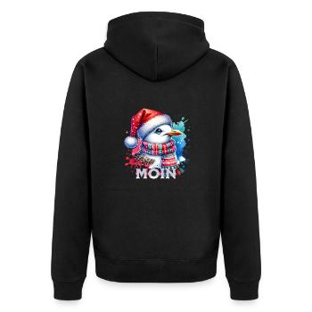 Moin Seagull Christmas - Unisex Premium Organic Zip Hoodie - black - Back - Nico (187cm)