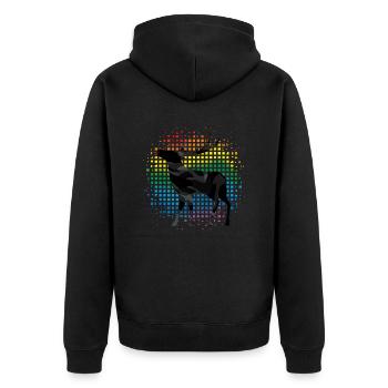 Hirsch - Unisex Premium Bio Zip Hoodie - Schwarz - Hinten - Nico (187cm)