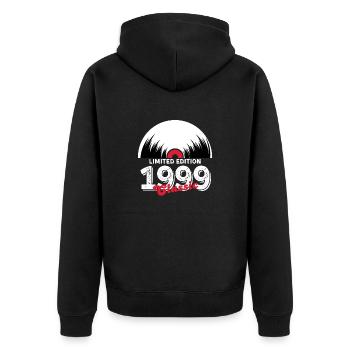 Limitierte Auflage 1999 Klassisches Vinyl - Unisex Premium Bio Zip Hoodie - Schwarz - Hinten - Nico (187cm)