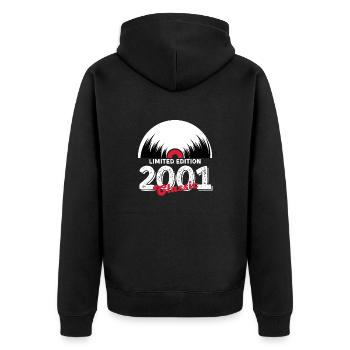 Limitierte Auflage 2001 Classic Vinyl - Unisex Premium Bio Zip Hoodie - Schwarz - Hinten - Nico (187cm)
