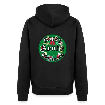 Happy Christmas Auntie - Unisex Premium Organic Zip Hoodie - black - Back - Nico (187cm)