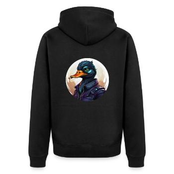Duck with cigar - Unisex Premium Organic Zip Hoodie - black - Back - Nico (187cm)