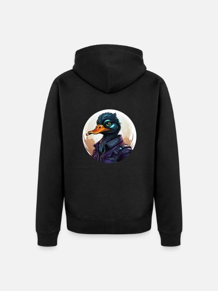 Duck with cigar - Unisex Premium Organic Zip Hoodie - black