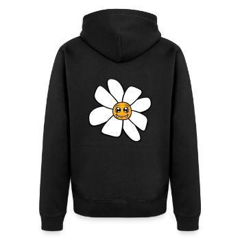 Petit drôle de fleur heureuse visage dessin animé - Veste à capuche bio Premium Unisexe - noir - Dos - Nico (187cm)