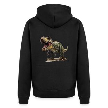 The dinosaur species Tyrannosaurus Rex - Unisex Premium Organic Zip Hoodie - black - Back - Nico (187cm)