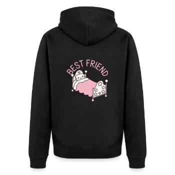 Bester Freund - Unisex Premium Bio Zip Hoodie - Schwarz - Hinten - Nico (187cm)