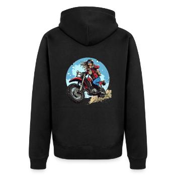 "Speed meets Style – The Ultimate Adventure Print! - Unisex Premium Organic Zip Hoodie - black - Back - Nico (187cm)