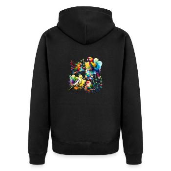Various Birds Parrots - Unisex Premium Organic Zip Hoodie - black - Back - Nico (187cm)