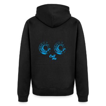 Telefon Romantic - version blau - Unisex Premium Bio Zip Hoodie - Schwarz - Hinten - Nico (187cm)