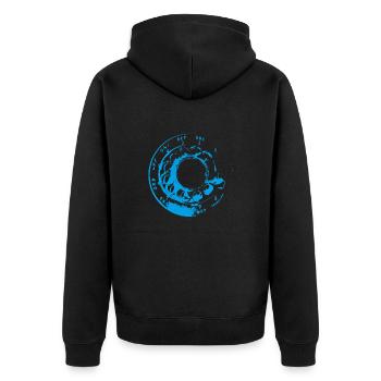 Retro Look - Blue - Unisex Premium Organic Zip Hoodie - black - Back - Nico (187cm)
